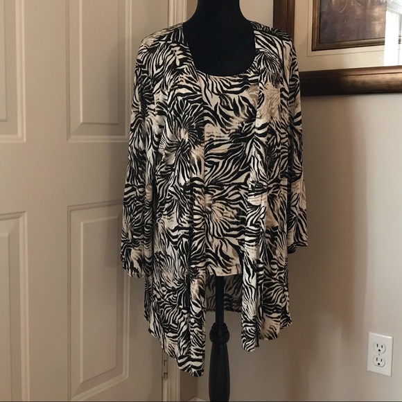 Chico's Tops - Chico’s Travelers 2 pc Cardigan Tank Black White